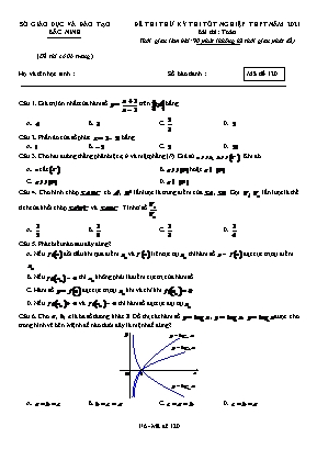 Đề thi thử Tốt nghiệp THPT môn Toán - Mã đề 120 - Năm học 2020-2021 - Sở giáo dục và đào tạo Bắc Ninh (Có đáp án)